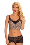 Vizon Saten Dantelli Babydoll Şortlu Takım - 289