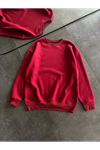 Kışlık Bisiklet Yaka Üç İplik Basic SweatShirt - Bordo